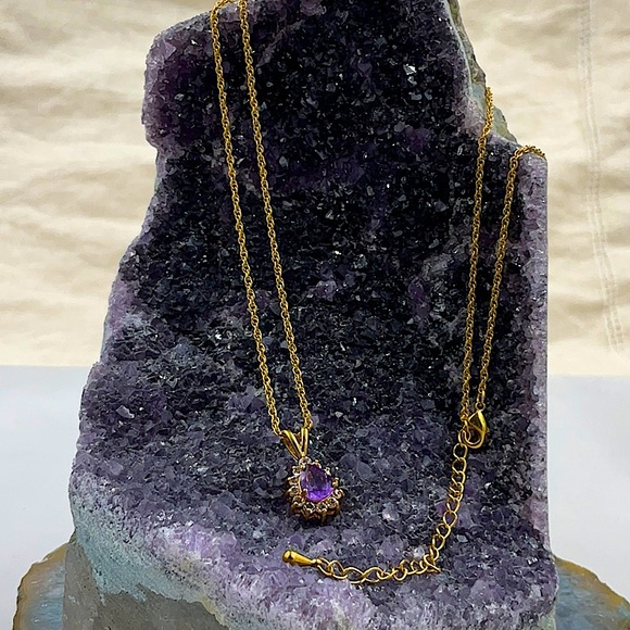 Avon Jewelry - Avon 20” W/3”Ext. Gold Necklace With Amethyst Pendant